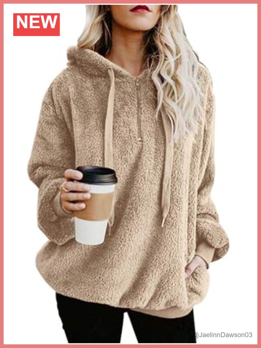Womens Oversized Sherpa Hoodie Pullover Fleece Sweatshirt Quarter Zip